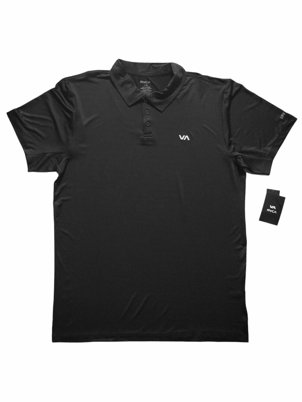 RVCA Men's Black UPF 50+ Quick-dry Polo Shirt Size Large NWT